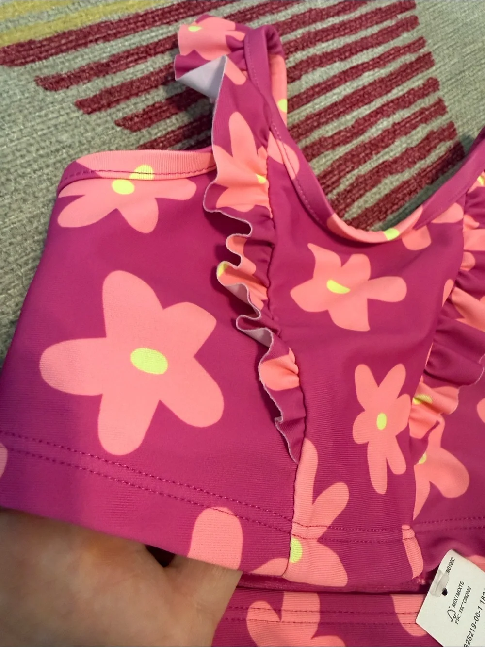 Baby GAP Pink Floral Ruffle Two-Piece Swim Set